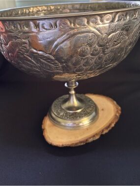 Antique Ornate Embossed Pedestal Bowl